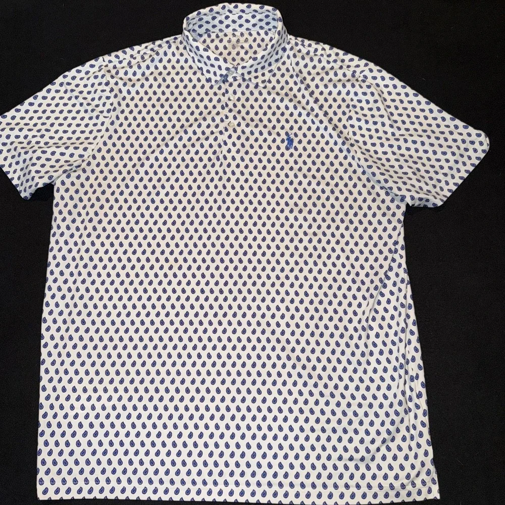 Polo Ralph Lauren White&Blue Paisley Pattern Blue Bandana AOP Mens XL